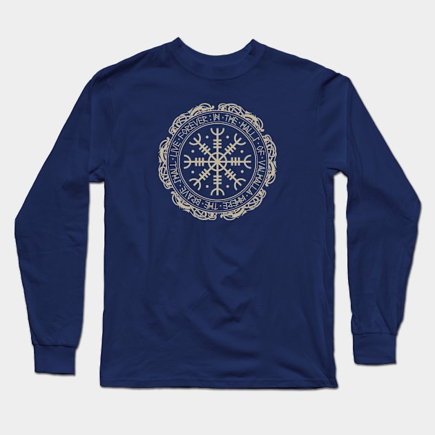 Aegishjalmur The Helm of Awe Viking Warrior Shield Art Long Sleeve T-Shirt by DesignsbyZazz